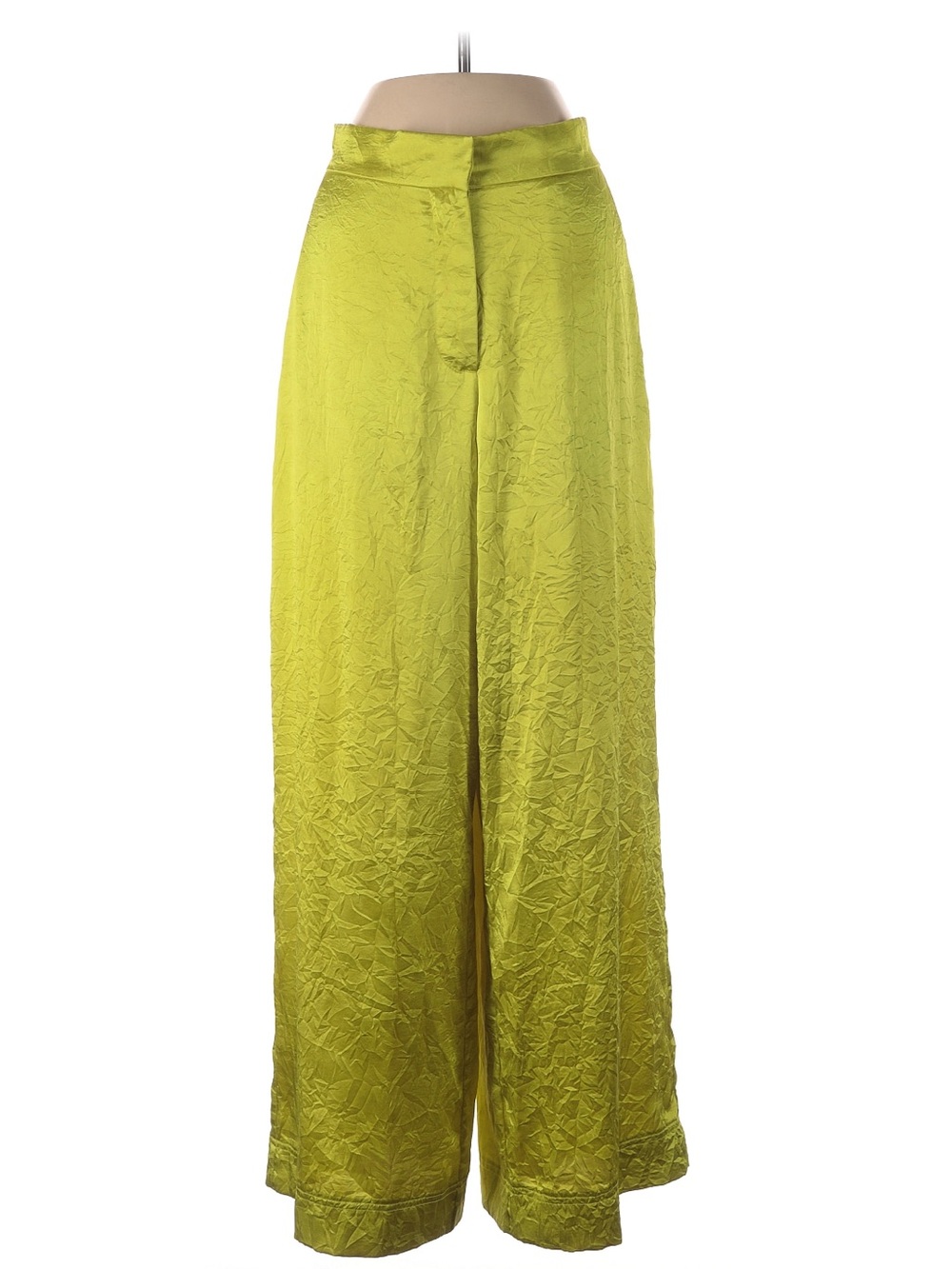Urban Outfitters Neon Lime Wide-Leg Satin Pants